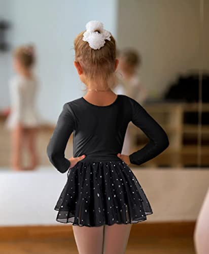 Danshow Girls Ballet Leotard Kids Long Sleeve Dance Leotard Dress With Glitter Tutu Skirt(4042-M-06) #TOP4