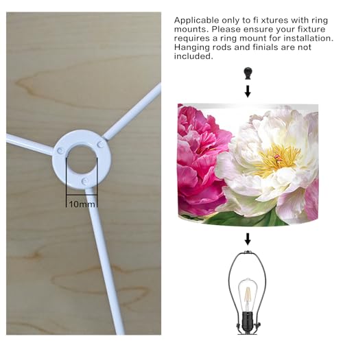 Image of Nuxovilar Lamp Shades Set of 2, 13 inch Top x 13 inch Bottom x 10 inch High (Spider) | Table lamp shades blooming peony flower design bedroom living room elegant space covers (Peony)