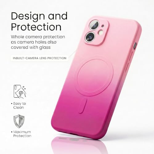 Image of amazon basics Gradient Mag-Safe Case for iPhone 11 | Soft Silicone Shockproof Cover with Camera Protection | Slim Lightweight Design | Smooth Touch & Durable - Light and Dark Pink
