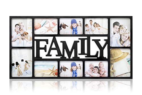 Arpan Family Multi Aperture Photo Picture Frame Holds 10 Photos - Black