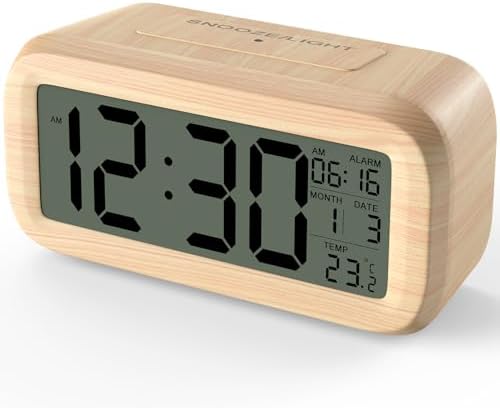 GUUMUXIN Digital Alarm Clock with Date, Temperature Display and ABS ...