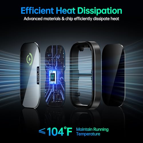 CarEase Wireless CarPlay Adapter for Apple iPhone, Converts Factory Wired CarPlay to Wireless CarPlay 2024 Upgrade Plug & Play Auto Connect Fast Easy Use for Cars from 2017 & iPhone iOS Black