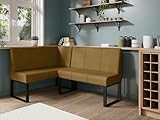 JKG Meble Eckbank fur Essizmmer - Eckbankgruppe mit Metallbeinen - Modern Sitzecke Küche - Stoff Velours - gepolsterte Essecke - Küchensofa (Honig, 140x160 cm - Rechts)