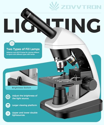 Image of Monocular Biological Compound Microscope, 2000X High Magnification, Universal for Adults, Students & Kids, Professional Lab Teaching Instrument with Phone Adapter,Complete Slides Set,Black