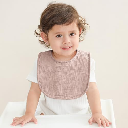 Image of Susurration Muslin Baby Drool Bibs 6Pack Soft Square Adjustable Baby Bandana Bibs for Unisex Girls & Boys