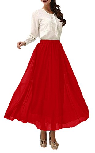 Afibi Womens Chiffon Retro Long Maxi Skirt Beach Ankle Length Skirt2