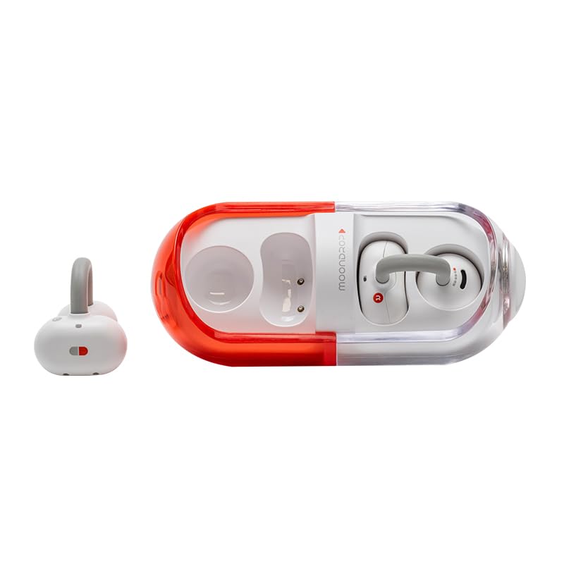 MoondropPill Open Ear Headphones Bluetooth 6.0 OWS Hanging Earphones IPX4 Open Ear Clip Wireless Earbuds Built-in AI ENC MD-0WS-003 (RED)