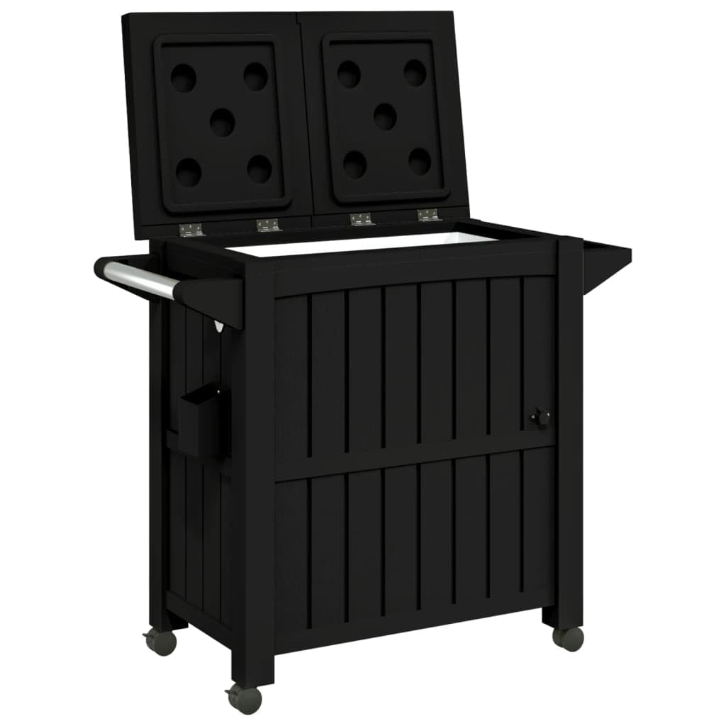 vidaXL Carrito de Servicio 3 en 1, Carro Almacenamiento Espacio Preparación Almacenamiento Nevera, Muebles Jardín Cocina Salón, Polipropileno Negro