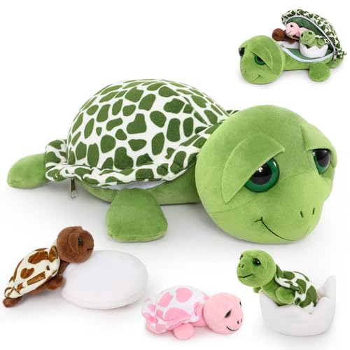 MorisMos 33cm groß Schildkröte Kuscheltier XXL mit 3 Babys im Panzer, weich Schildkröte Plüschtier Stofftier, Turtle Geburtstag Weihnachten Geschenk Kinder MorisMos 33cm groß Schildkröte Kuscheltier XXL mit 3 Babys im Panzer, weich Schildkröte Plüschtier Stofftier, Turtle Geburtstag Weihnachten Geschenk Kinder