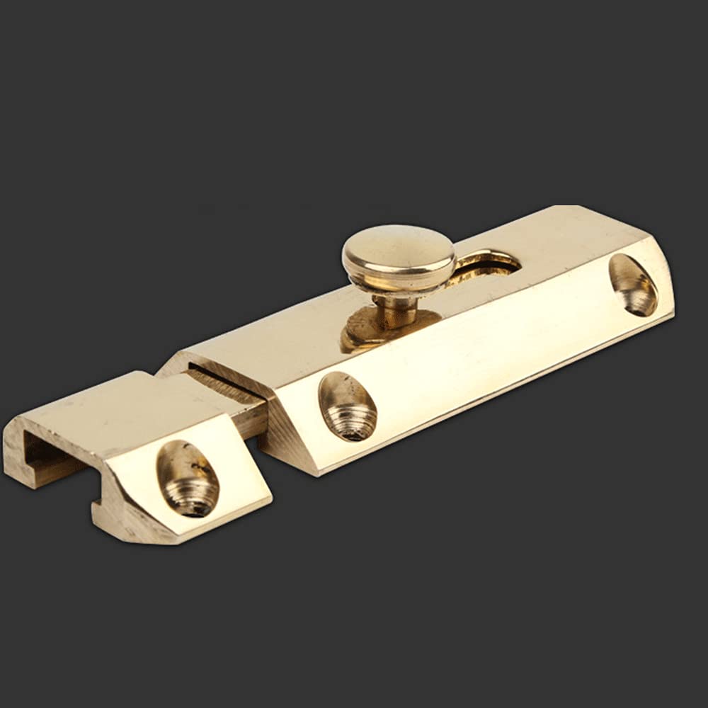 Polished Brass Door Bolt Lock Sliding Bolt Latch Durable Heavy Duty Safety Bathrooms Door Lock for Securing Internal Doors