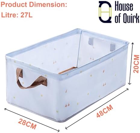 House of Quirk 3pcs Store Wardrobe Organizer For Clothes With Metal Fram Foldable Storage Box, Clothing Storage Boxes For Pants, Shirt, Sweaters, Jeans, Socks (Blue Duck)