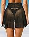 Pinup Fashion Black Mesh Skirts Women Sheer Cover Up Mini Bathing Suit High Waisted Bikini Beach Coverup Skirt M