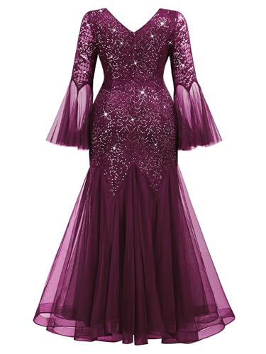 Image of MISSMAY Women's Plus Size Formal Evening Gowns Sequin Mermaid Tulle Dresses