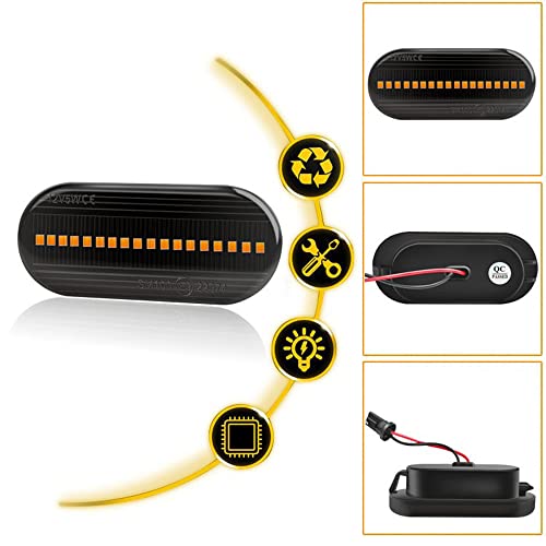2pcs Sequencial Led Marker Lights Car Car Smoked Dinhiantica Lâmpada De Sinal De Rotação Para Volksw
