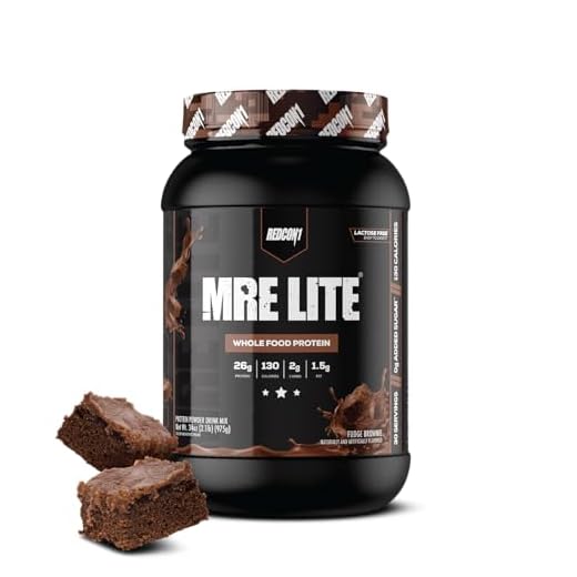 REDCON1 MRE LITE Whole Food Protein Powder, Fudge Brownie - Lactose Free & Sugar Free Meal Replacement with Animal Protein Blends - Easy to Digest Formula - Only 2g Carb per Serving (30 Servings)