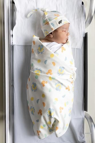 Image of MONICA + ANDY Mini Hospital Cuddle Box, 100% Organic Baby Clothes for Newborns & Infants, Coming Home Swaddle Blanket & Cap