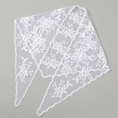Lace Head Scarf for Women Embroidery Floral Triangle Hair Scarf Hair Bandana Hair Wrap Scarves Neck Scarf3