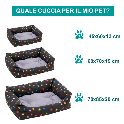 Baroni Home rektangulär Hundebett Hundekissen Hundekörbchen mit Wendekissen, 45x60 cm (S) - farbige Sterne