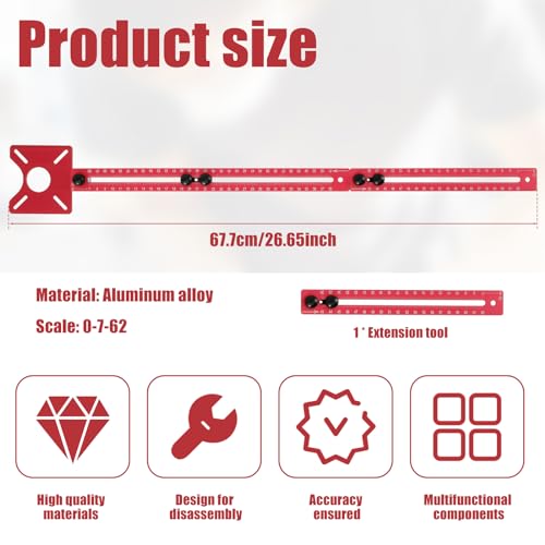 US Router Milling Groove Bracket Aluminum Alloy Router Circle Milling Guide Multifunctional Trimming Machine Flip Board Woodworking Router Circle Cutting Positioning Jig Tool for Wood(extend)