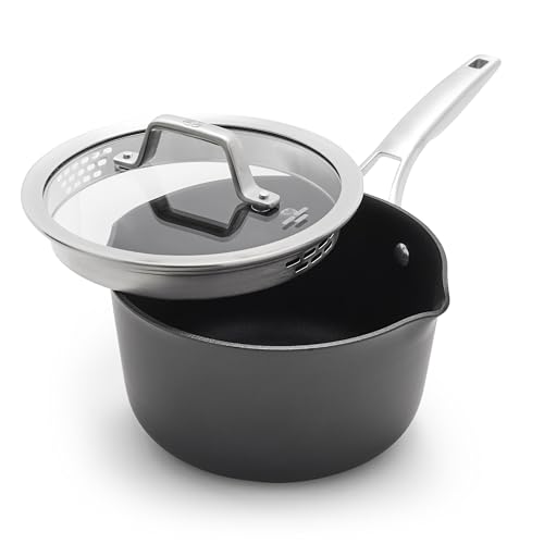 Calphalon 2172311 Premier Sauce Pan with Lid, Aluminum Stainless Steel, Black