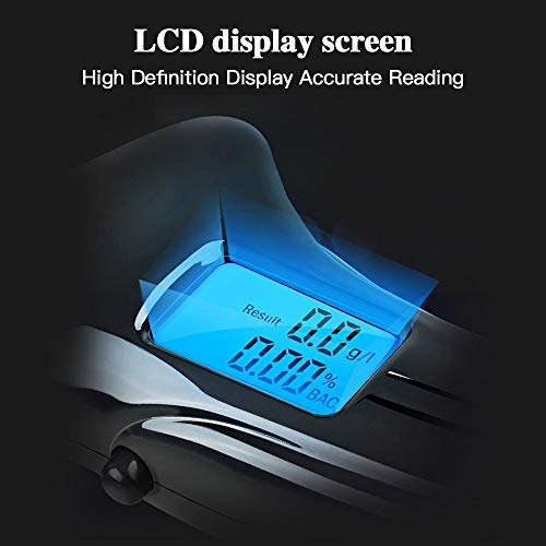2021 Professional Breathalyzer, High Accuracy Portable Breath Alcohol Tester Digital LED Screen with 5 Mouthpieces + 1 Store Bag + Carrying Case and 1 x Key Chain - Thumbnail 4