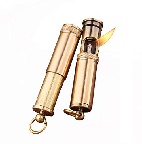 Ambrogio.L Vintage Lighter Wheel Kerosene Lighter Trench Copper Old Fashioned Petrol Oil Brass Fire Starter