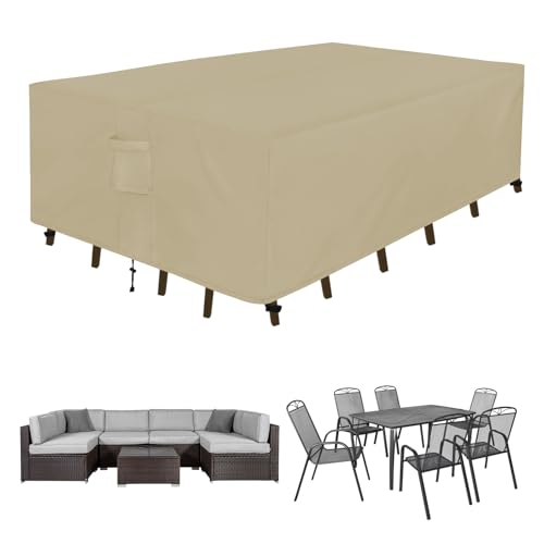 Easy-Going Rectangle Patio Furniture Cover Waterproof Outdoor Dining Table and Chair Cover Anti-UV...