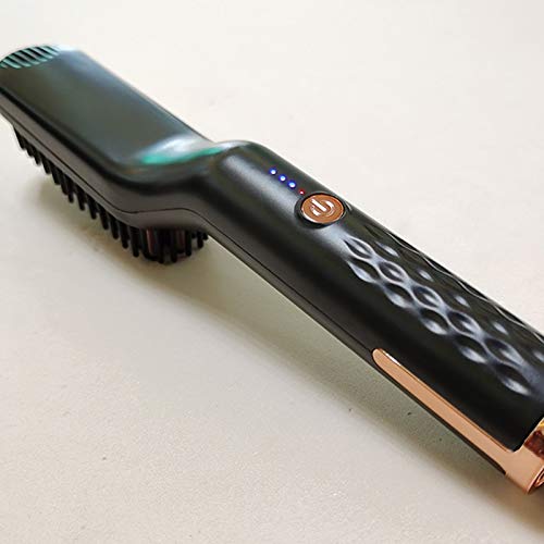 Peine para peinar masculino multifuncional eléctrico para alisar y rizar cabello, de uso dual para rizos y alisado parcial, artefacto para permanentes esponjadas miniatura 3