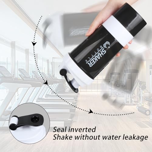 Image of Shaker Bottle,16oz Protein Shaker Bottles with Mixing Ball, 3 in 1 Leak-proof GYM Shake Cup with Powder Storage & Pill Tray, Ideal for Workout,BPA Free (White)
