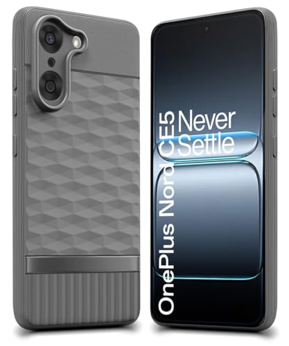 Image of WOW IMAGINE Back Cover for 1+ OnePlus Nord CE 5 5G with Hexa Cube Design | Ultra Slim Soft Rubberised Case | Inner Velvet Fabric | Matte Silicone Flexible Mobile Case | Camera Protection - Grey