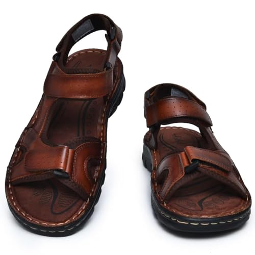 Image of Arkbird Men's Sandals, Closed Toe Leather Fisherman Outdoor Hiking Sport Shoes Summer