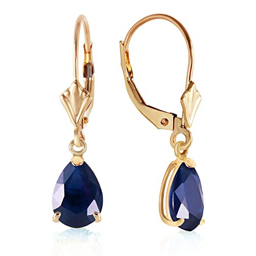 3 Carat 14K Solid Gold Leverback Earrings Sapphire
