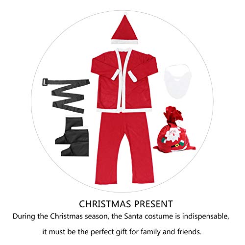 VOSAREA 4-Delig Heren Kerstman Kostuum Kerstman Pak Kostuum Met Laarzen Riem en Cosplay Baard Presterende Outfit Voor Mannen Kerstfeest M + L - Afbeelding 6