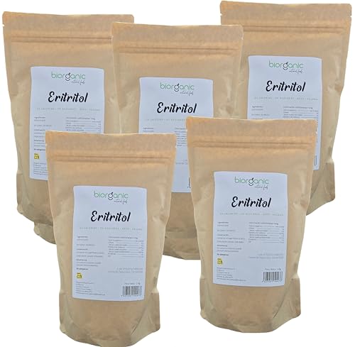 Eritritol 100% natural 5Kg. Pack oferta. KETO. Vegano. Sin MGOs. Edulcorante granulado Cero calorías. Marca española.