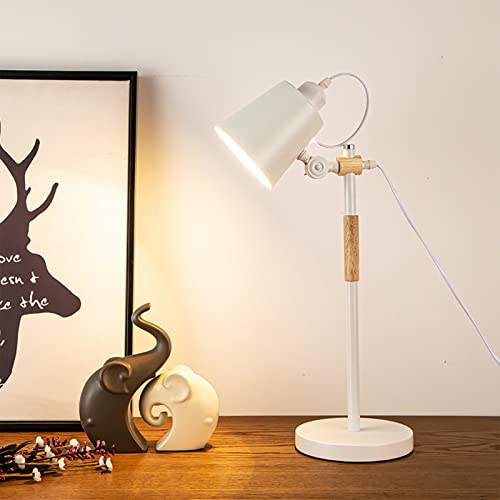 Yuchenfeng Nordic Style Metal Desk Lamp - Modern Minimalist Adjustable Reading Lamp With Eye-Friendly Led Bulb And 3 Color Light Source For Home, Office, Dormitory (White) #TOP5