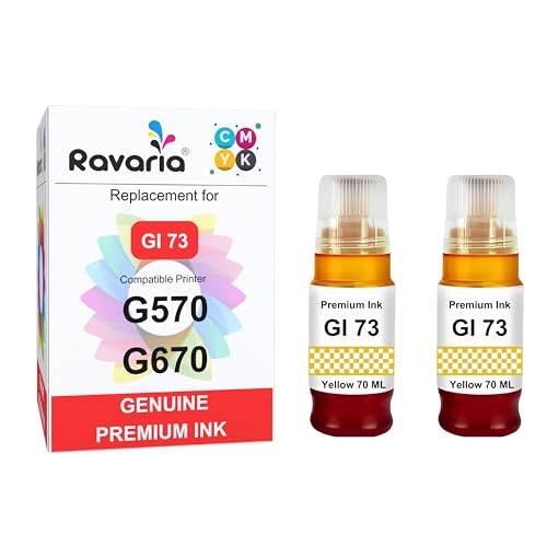 Image of GI 73 Compatible Yellow Ink 70ml for Canon Pixma G570 / G670 Printer (GI 73 Ink Yellow 2 Pcs)