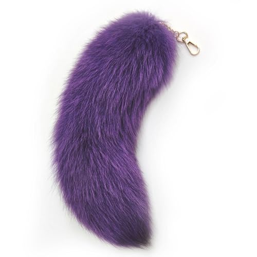 WtgwtQ Fox Fur Tail Keychain Fluffy Fox Tail Cosplay Birthday Christmas Party Costume Handbag Accessery For Women Girl Charm (Purple)