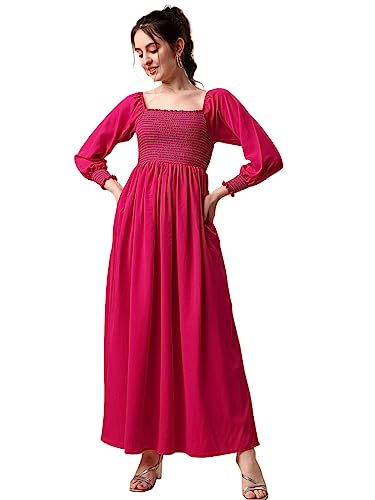 Image of Sheetal Associates Women's Casual Square Neck Crepe Solid Fit & Flare Full Length Dress