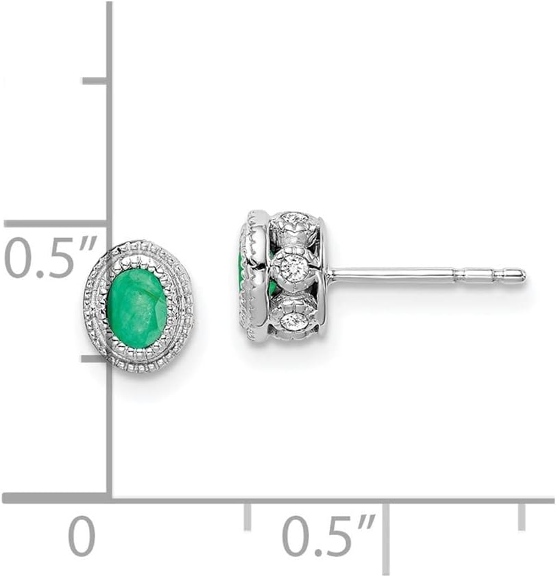 Diamond2Deal 14k White or Yellow Gold Gemstone and Diamond Stud Earrings Fine Jewelry for Women