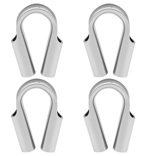 4Pcs 1/4" M6 Wire Rope Thimbles 6mm Silver Stainless Steel Rope Tube Thimble Heavy Duty Cable Thimble