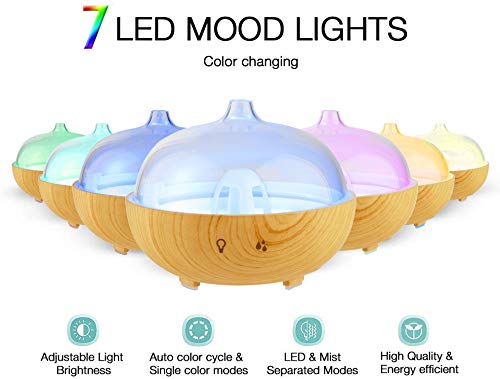 Cool Mist Humidifiers - Essential Oil Diffusers With 7 Lighting Options - Auto Shut Off Humidifiers For Bedroom, Home & Office #TOP1