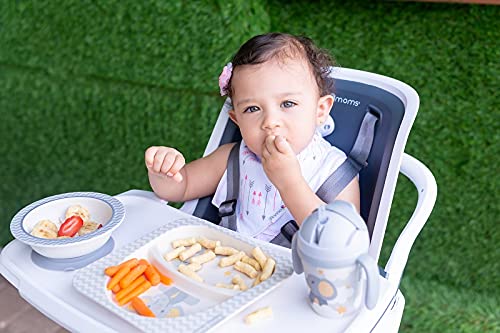 Bamboo Plate for Kids Square with Rounded Edges and Central Division - Little Elefante - Primo Passi