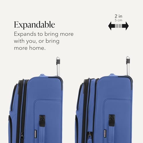 Image of SWISSGEAR Sion Large Checked Spinner Luggage, Softside Expandable, Lightweight Suitcase, Regatta, 30-Inch