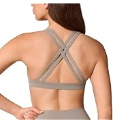 UNISSU Hugcurve Crisscross Strappy Back Sports Bra U Neck Wireless Padded Yoga Workout Tops