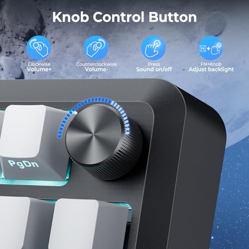 Image of Redragon Wireless Mechanical Keyboard with Knob,Gasket Structure,Tri-Mode BT5.0 /USB-C /2.4GHz Hot Swappable Keyboard,Creamy Sound,RGB Backlit PBT Keycaps Computer Gaming Keyboards,K688SP