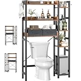 Almacenamiento sobre el Inodoro con 2 cajones, Estante de Almacenamiento Independiente para Ahorrar Espacio sobre el Soporte del Inodoro con 4
