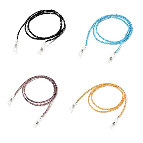 4 Pièces Corde de Lunettes Réglable Universel sangle de retenue de lunettes de Lecture Rétro Sangle de Lunettes Antidérapante facile à porter Fort fixe Pour Lunettes et lunettes de soleil 4 couleurs Cover