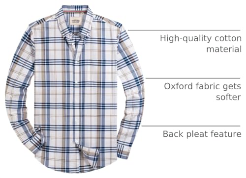 Image of Alimens & Gentle Mens Solid Oxford Shirt Long Sleeve Dress Shirt Work Casual Button Down Shirts with Pocket