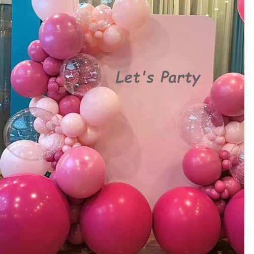 Image of MEBAY Hot Pink Black Rose Gold Balloon Arch Garland Kit, 146 Pcs Rose Red Tender Pink Black Confetti Rose Gold Balloons for Graduation Birthday Party Baby Shower Wedding Decorations