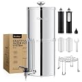 IceJoy 0.01?m Ultra-Filtration Gravity Water Filter System, 2.25G Stainless Steel Countertop Purifier with 4 Filters, Water Level Spigot & Stand, Reduce Fluoride & Chlorine, NSF/ANSI 42